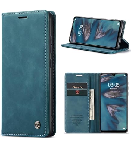 Custodia Portafoglio ROJIOJIO In Pelle PU Con Magnete Per Huawei P30 - Grigio E Nero - Supporto E Slot Carte
