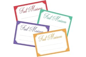 Lot d'étiquettes autocollantes pour confiture, faciles à décoller, idéales pour l'étiquetage de vos pots de confitures et bocaux fait maison - Mon Bio Jardin (100x fait maison 4 couleurs - A8)