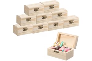 RUIKCOLL Holzkiste Klein, Hölzernes Schatztruhe Box, Mini Schatztruhe aus Holz, Rechteckige Holzschatzkiste, Holz Schatzkiste Schatztruhe, Bastelset Basteln, Geeignet Zum Dekorieren Und Aufbewahren,10 Stück