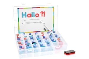 ‎ROBIN GOODS Robin Goods® 104-teiliges Magnet-Buchstaben-Set - Magnettafel mit Buchstaben, Stift und Schwamm - Lerntafel für Kinder (104 teilig - Bund)