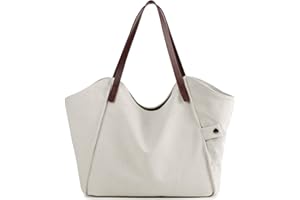 LOSMILE Femmes Sacs à main Toile Sacs portés main Sacs portés épaule Sacs bandoulière Sacs de plage Cabas décontractés (Beige)