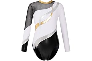YiZYiF Ragazze Ginnastica Leotards Body Danza Classica Bambina Ginnastica Artistica Balletto Costumi Maniche Lunghe per Ragazze di 3-12 Anni