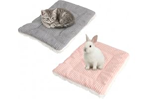 JYYWTSI 2 Stycken 31 x 21 cm Kaninsäng Marsvin Säng Kattfilt Varm Fluffig Plyschsäng för Kanin Marsvin och Små Djur (L)