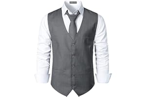 PARKLEES Men's Hipster Urban Design Business Formal Waistcoat Slim Fit Suit Tuxedo Dress Vest