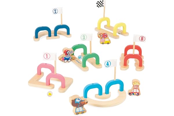 Janod - Jeu de Billes Enfant Applepop - Jeu d'Adresse - 6 Passages + 2 Billes + 4 Pions - Développe Dextérité et Concentration - Jouet en Bois FSC - Dès 3 Ans,J03357