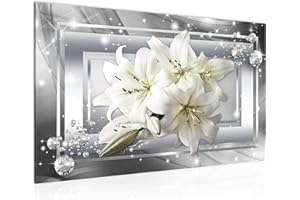 Runa Art Quadro Fiori Gigli Moderni Murale - Made in Germany - Astratto Grigio Beige Soggiorno 021714c