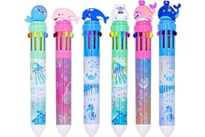 Pinkgarden 6 sztuk wielokolorowych długopisów 0,5 mm, 10 w 1, kolorowe, chowane, kosmiczne długopisy dla szkolnych, biura, studentów, dzieci, prezent (ocean)