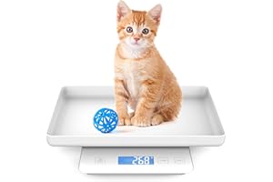 ICARE-PET Welpenwaage für die Geburt, Haustierwaage für Neugeborene Hunde und Katzen, 15 kg mit ±1 Gramm Genauigkeit, abnehmbare Schale (Weiß)