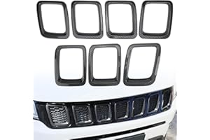 LMYDIDO Inserti per griglia anteriore per Jeep Compass MP 2017-2020, anelli di protezione per paraurti anteriore (carbonio)