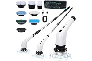 ELSEBAL Cepillo de limpieza eléctrico inalámbrico, cepillo de fregar de microfibra para pisos de madera dura, cepillo de fregar versátil con cable de carga USB y cabezal de cepillo (blanco)