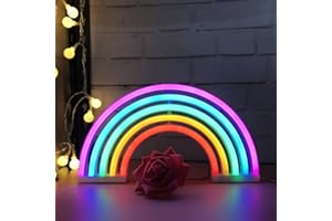 QiaoFei Lindo letrero de neón del arco iris, luz de arco iris LED, decoración de pared para dormitorio de niñas, Navidad, fiesta de cumpleaños, habitación de niños