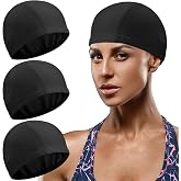 3 Elastic Swimming Caps Comfortable Fabric Swimming Hat Unisex Non-Slip Swimming Caps for Pools