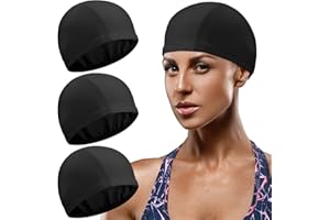 Syhood 3 Pièces Bonnets de Natation Élastique Bonnet de Natation Confortable en Tissu Bonnet de Bain Unisexe Bonnet de Piscine Antidérapant pour Homme Femme Enfant