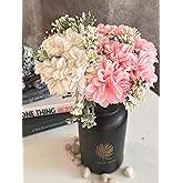TIED RIBBONS Polyester Pack of 2 Artificial Hydrangea Dahlia Flowers Bunch for Home Decor Vase Pot Living Room Bedroom Office