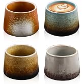 200ml Espresso Mug Set of 4 - Ceramic Thick Wall Espresso Coffee Mug Set Ideal for Mocha Espresso Coffee and Macchiato Tea, P