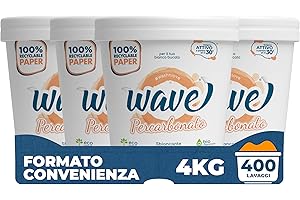 WAVE WASH'N'LOVE Wave Washing Percarbonato - Sbiancante Naturale - 100% PLASTIC FREE - 4 kg - 400 lavaggi