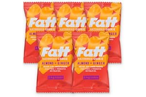 Fatt Keto Cookies - Almond & Ginger, 5-Pack x 30g - 2.4g Carbs - 100% Natural Keto Snacks with Super Fats - Low Carb, High Fibre, Low Sugar & Sweetener Free - Keto Bars Alternative Snack - AKA Fattbar