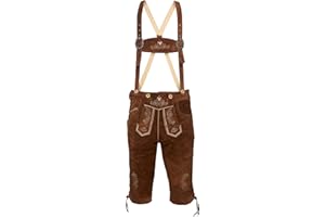 STEIGENHÖFER MANUFAKTUR STEIGENHÖFER Reinhold Men's Traditional Costume Trousers with Straps 100% Cowhide Traditional Genuine Leather Trousers Ideal for Your Oktoberfest Men's Outfit