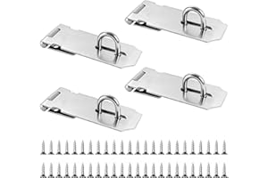 GOYADA 4 Stück Vorhängeschloss Haspe 4 Zoll, Edelstahl Riegelschloss Haspe, Edelstahl Schloss Überfalle mit Schrauben für Garten, Türen, Schränke (Silber)