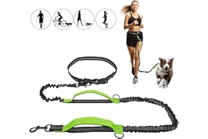 Achort Correa para Perro Manos Libres Correa Manos Libres para Perro Correa de Cintura Ajustable para Correr - Correa Reflectante para Pasear, para Perros de hasta 110 Libras (Verde)