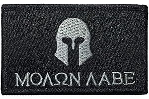 Ohrong Toppa tattica ricamata spartana per cosplay, paintball, braccio, emblema, emblema con gancio e passante (nero)