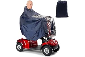FONWUJIOT Universal Elektromobil Poncho- Regencape mit Kapuze und Durchsichtigem Panel zum Regenschutz - Regencape, Wasserdicht und Winddicht, Regenponcho für Seniorenmobil, Elektromobil, Rollstühle(Marineblau)