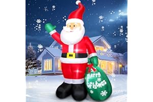 Aimosen 8FT Decoración Navideña para Interiores Exteriores, LED Papá Noel Inflable con Bolsa, 240CM Figuras de Césped Inflables, Decoración Navideña Patio, Jardín, Salón