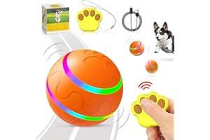 GYTERA Interactive Dog Toys, Peppy Pet Wicked Ball Active Rolling Ball for Boredom Indoor Outdoor, Remote Control Self Moving Motion Activated Smart USB Rechargeable Spinning Dog Ball Toy