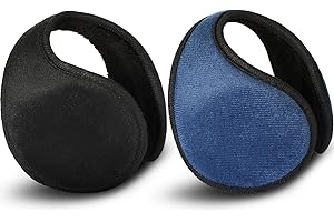 SATINIOR 2 Calentadores de Orejas de Invierno Orejeras de Vellón (Negro, Azul Marino)