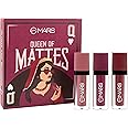MARS Queen of Mattes Liquid Lipsticks Box Set of 3 (13.5 ml) (PLUMS & MAROONS) | Smudgeproof & Transferproof | Intense Pigmentation Long-Lasting Wear | Customizable Colors | Matte Finish