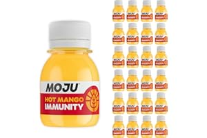 MOJU Hot Mango Immunity Shots (24 x 60ml) Energising, Source of Vitamin C and D3, Natural Ingredients, No Added Sugars or Sweeteners, Vegan