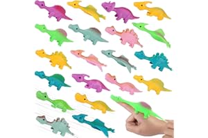 Fzyisw 20 Stück Schleuder Dinosaurier Spielzeug, Slingshot Dinosaur Finger Toys, Lustige Fliegende Finger Schleuder Dino, Dinosaurier Spielzeug für Kinder, Zufällige Farbe