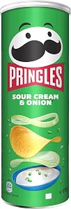 Pringles Sour Cream e Onion| Snack salato| Chips al gusto cipolla e panna acida| A base di patate | Vegetariano | Perfette per l'aperitivo | Confezione singola da 175g