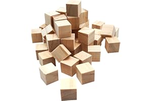 Leddy Living 50 PCS Cubes en Bois à Décorer Cubes 15x15x15 mm en Pin Naturel Brut DIY, Moules, Arts et Métiers, Puzzles et Chiffres