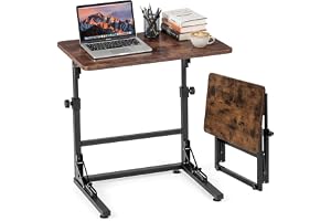 COSTWAY Sängbord, höjdjusterbart skötbord, hopfällbart, laptopbord C-form av metall och trä, sidobord, sjukbord för sjukhus o