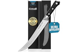 Cutluxe Coltelli Macellaio Professionali - 25 cm Cimeter Coltello Carne - Acciaio al Carbonio - Lama Affilata e Resistente - Design Ergonomico del Manico - Serie Artisan