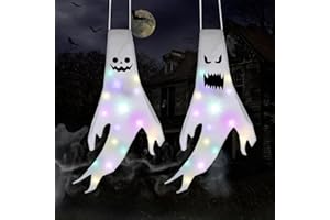 SVIPDDD Halloween decorazioni, Fantasma della manica a vento di Halloween da 120 cm, 2 pezziFantasmi Luminosi Impermeabili, per Giardino, Finestra, Bar Crea un'atmosfera horror di Halloween