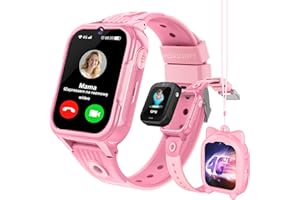‎POKUJNFY POKUJNFY 4G smartwatch dla dzieci z GPS wideorozmów SOS WhatsApp grami aparat krokomierzem trybem szkolnym budzikiem wodoodporny cyfrowy zegarek na prezent dla dziewczynek chłopców w wieku