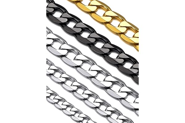 Suplight Chaîne Homme Acier Inoxydable Maille Cuabine-Largeur 4/6/9mm- Chaine Gourmette pour homme Taille 46/51/56/61/66/71/76cm