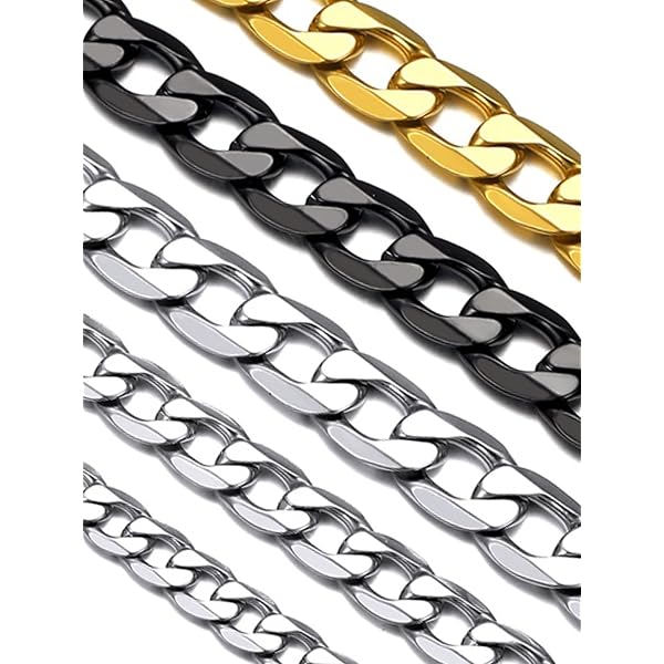 Collier Homme Chaîne Cubaine Miami 4mm Acier Inoxydable - Argent/Noir/Or (35-76cm) Style Hip Hop Rappeur