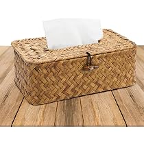 Taschentuchbox-Abdeckung Aus Seegras | Quadratisch | Handgewebt | Dekorativer Korb Mit Deckel | In Weiß