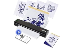 ORGSTA S008 Stampante per Tatuaggi Termica Bluetooth, Dispositivo Trasferimento Stencil Portatile per Principianti con Carta