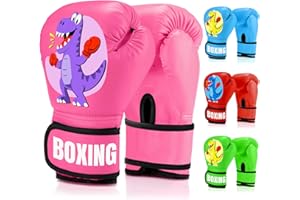 JUOIFIP Gants de Boxe Enfants 4oz, Gants dentraînement Primaire en PU, Adaptés aux 3-12 Ans Entraînement Gants de Boxe pour Sac de Frappe Kickboxing Muay Thai