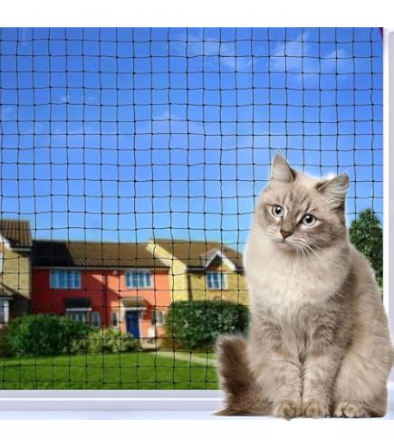 Ancecos Kattenbalkon veiligheidsnet met draadversterkt, 8x3m/6x3m/4x3m/2x3m/ 2x1.5m; bijtbestendig; Zwart, 6x3m