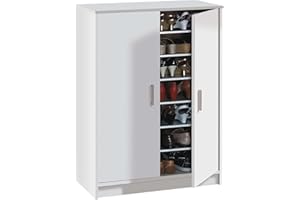 Habitdesign Mueble Zapatero Dos Puertas, Mueble Auxiliar, Modelo Basic Wide, Acabado en Blanco, Medidas: 75 cm (Ancho) x 101 cm (Alto) x 36 cm (Fondo)