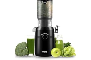 Fretta Estrattore frutta e verdura, apertura 108MM e capacità di 1L estrattore di succo, 200W centrifuga Lenta, 99% nutrienti preservati, senza BPA, facile da smontare e pulire