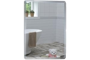 Neue Design Mood® Premium Rectangular Bathroom Mirror, Wall Mounted Bevelled Frameless Mirrors, Hangs Both Ways, Toilet Bedroom Hallway, (50cm x 40cm)