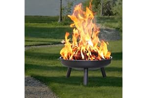 Yakimz Braciere da giardino 80 cm, grande braciere per esterni, giardino e terrazza, camper viaggi, feste estive, falò, Fire Pit in acciaio da 1 mm, gambe rimovibili, nero