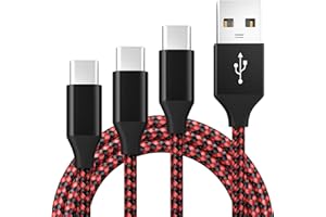 BIBTIM Kabel ładowarki USB C 3M, 3-sztuka USB 2.0 Typ C Szybkie ładowanie 3A Plecione USB A do USB C 480 Mbps Transmisja danych Kompatybilna z Samsung Galaxy Sony Xperia Huawei Pixel HTC