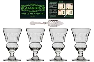 ALANDIA 4x Original Absinth Gläser Authentisches 19. Jh. Design | Set inkl. Absinth Löffel und Trinkanleitung